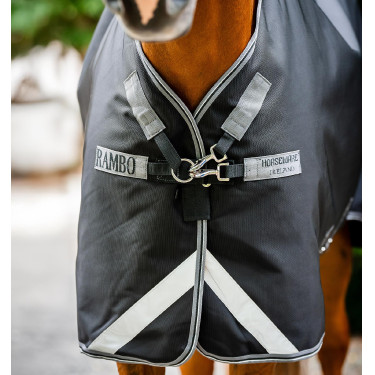Couverture Horseware Rambo 1680D Turnout Plus 100g Noir / orage / gris argent