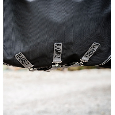 Horseware Rambo 1680D Turnout Plus 100g deken Zwart / storm / zilvergrijs