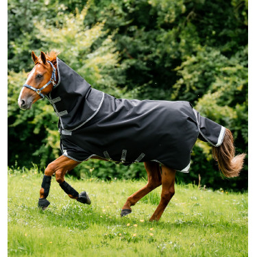 Couverture Horseware Rambo 1680D Turnout Plus 100g Noir / orage / gris argent