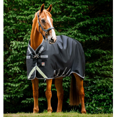 Couverture Horseware Rambo 1680D Turnout 450g VL Noir / orage / gris argent