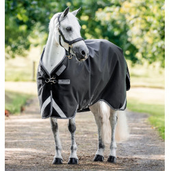 Couverture Horseware Rambo 1680D Turnout 0g Noir / orage / gris argent
