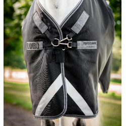 Couverture Horseware Rambo 1680D Turnout 0g Noir / orage / gris argent