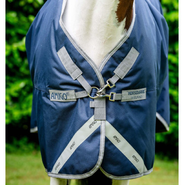 Couverture Horseware Amigo 1200D XL Turnout 150g Marine / gris titane / argent Bleu marine