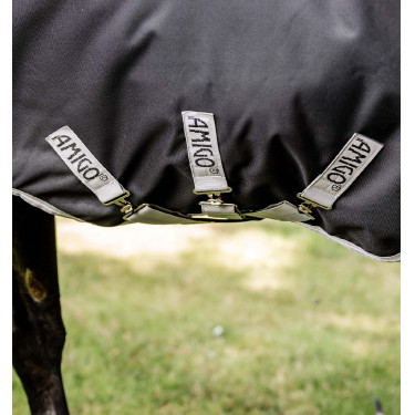 Couverture Horseware Amigo 1200D Wug Turnout 150g Noir / gris titane / argent