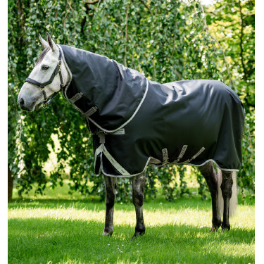 Couverture Horseware Amigo 1200D Turnout Plus 50g Noir / gris titane / argent Couverture Horseware Amigo 1200D Turnout Plus 50g Noir / gris titane / argent