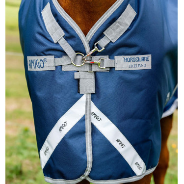 Couverture Horseware Amigo 1200D Turnout Plus 50g Marine / gris titane / argent Bleu marine