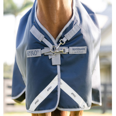 Couverture Horseware Amigo 1200D Turnout 50g Marine / gris titane / argent Bleu marine
