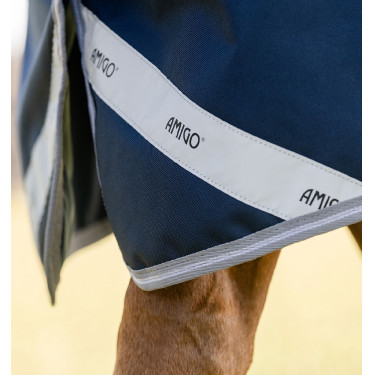 Couverture Horseware Amigo 1200D Turnout 50g Marine / gris titane / argent Bleu marine