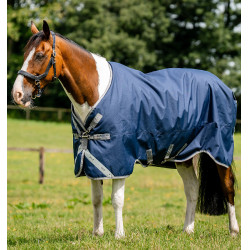 Couverture Horseware Amigo 1200D Turnout 0g Marine / gris titane / argent Bleu marine