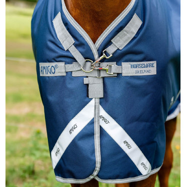 Couverture Horseware Amigo 1200D Turnout 0g Marine / gris titane / argent Bleu marine