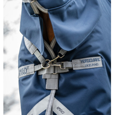 Couverture Horseware Amigo 1200D Integrated Turnout 50g Marine / gris titane / argent Bleu marine