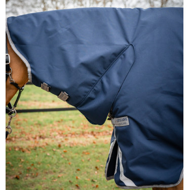 Couverture Horseware Amigo 1200D Integrated Turnout 250g Marine / gris titane / argent Bleu marine