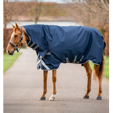 Couverture Horseware Amigo 1200D Integrated Turnout 150g Marine / gris titane / argent Bleu marine