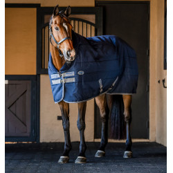 Couverture d'écurie Horseware Rhino 100g Noir / gris titane / bleu classique