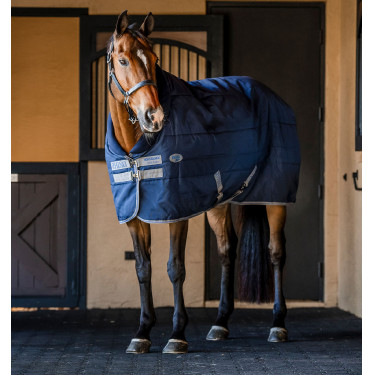 Couverture d'écurie Horseware Rhino 100g Noir / gris titane / bleu classique