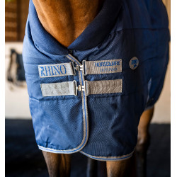 Couverture d'écurie Horseware Rhino 100g Noir / gris titane / bleu classique
