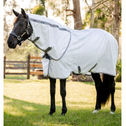 Couverture anti-mouches Horseware Amigo Summer Plus Carreaux marine / gris titanium / argent Motifs