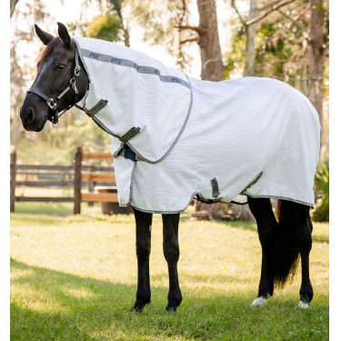Couverture anti-mouches Horseware Amigo Summer Plus Carreaux marine / gris titanium / argent Motifs