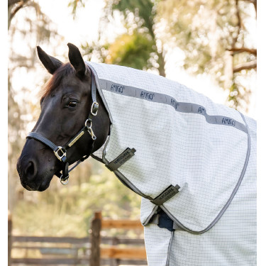 Couverture anti-mouches Horseware Amigo Summer Plus Carreaux marine / gris titanium / argent Motifs