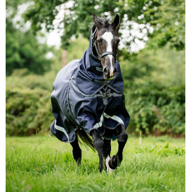 Couverture Horseware Rambo Optimo Plus Turnout 0g 1000D Marine / orage / gris argent Bleu marine