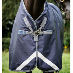 Couverture Horseware Rambo Optimo Plus Turnout 0g 1000D Marine / orage / gris argent Bleu marine