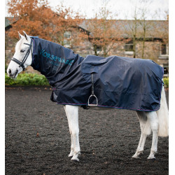 Deken voor het rijden Horseware Rambo Mack in a Sack Marine / bordeaux Blauw