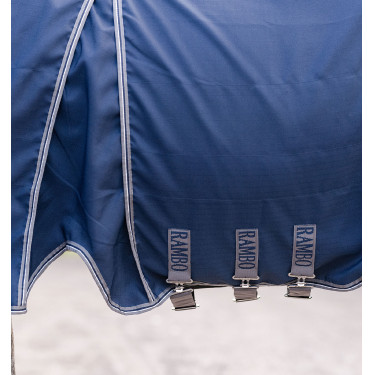 Couverture de box Horseware Rambo Optimo 0g Marine / orage / gris argent Bleu marine