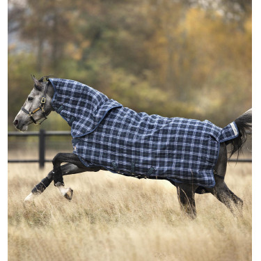 Couverture Horseware Rhino Plus Vari-Layer 450g 1000D Marine à carreaux / indigo Bleu marine