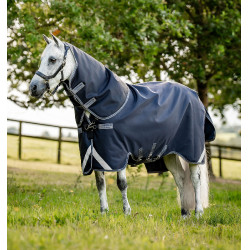 Couverture Horseware Rambo Supreme 1680D Turnout 0g Marine / orage / gris argent Bleu marine