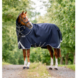 Couverture Horseware Rambo Supreme 1680D Turnout 0g Marine / orage / gris argent Bleu marine