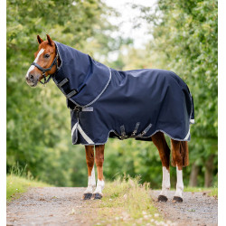 Couverture Horseware Rambo Supreme 1680D Turnout 0g Marine / orage / gris argent Bleu marine