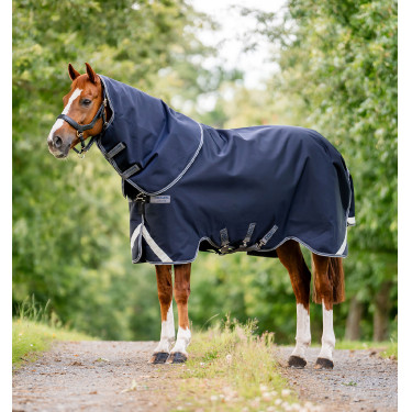 Couverture Horseware Rambo Supreme 1680D Turnout 0g Marine / orage / gris argent Bleu marine