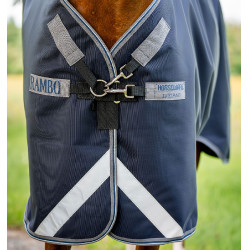 Couverture Horseware Rambo Supreme 1680D Turnout 0g Marine / orage / gris argent Bleu marine