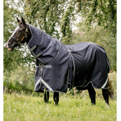 Couvertures Horseware Rambo Optimo 3 en 1 Split Technologie 1000D Marine / orage / gris argent Bleu marine