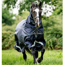 Couvertures Horseware Rambo Optimo 3 en 1 Split Technologie 1000D Marine / orage / gris argent Bleu marine