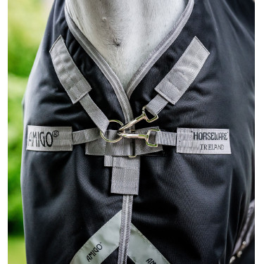Couverture Horseware Amigo® Bravo 12 Plus 400g 1200D Noir / gris titane / argent
