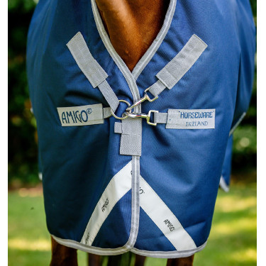 Couverture Horseware High Neck Amigo® Bravo 12 Original 250g 1200D Marine / gris titanium / argent Bleu marine