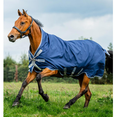Horseware Dekens High Neck Amigo® Bravo 12 Original 250g 1200D Marine / grijs titanium / zilver Marineblauw