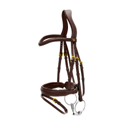 Bridon Dy'on D collectie gecombineerde neusriem gevlochten met Pull Back Bruin