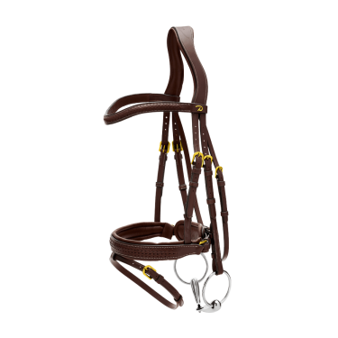 Bridon Dy'on D collectie gecombineerde neusriem gevlochten met Pull Back Bruin