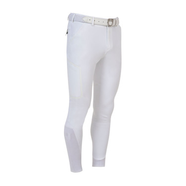 Pantalon homme slim fit Equestro Ridertechnology coutures thermosoudées Blanc