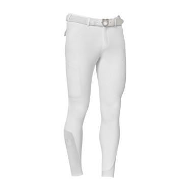 Pantalon homme slim fit Equestro Ridertechnology full grip Blanc