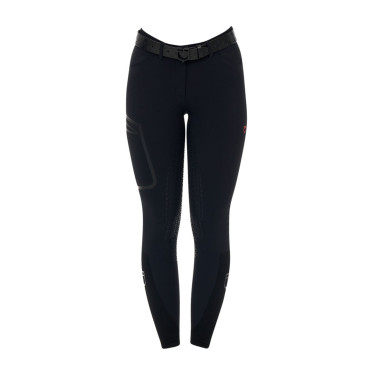 Pantalon slim femme Equestro Ridertechnology full grip Noir