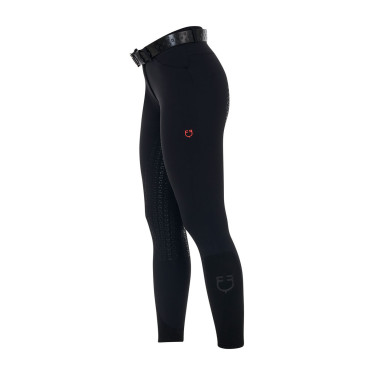 Pantalon slim femme Equestro Ridertechnology full grip Noir