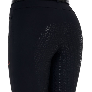 Pantalon slim femme Equestro Ridertechnology full grip Noir