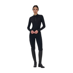 Pantalon slim femme Equestro Ridertechnology full grip Noir