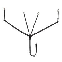 Collier de chasse Equestro avec fourche en cuir tanné et clincher noir