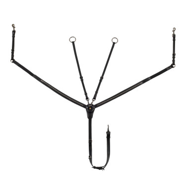 Collier de chasse Equestro avec fourche en cuir tanné et clincher noir