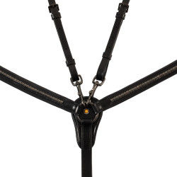 Collier de chasse Equestro avec fourche en cuir tanné et clincher noir