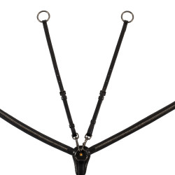 Collier de chasse Equestro avec fourche en cuir tanné et clincher noir